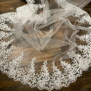 A wedding vail super detailed and long. See through